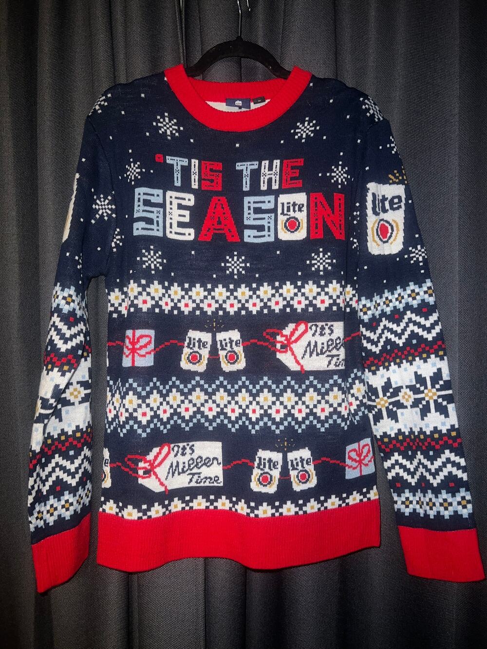 Ugly Christmas Sweater Xmas Size Medium Miller Lite